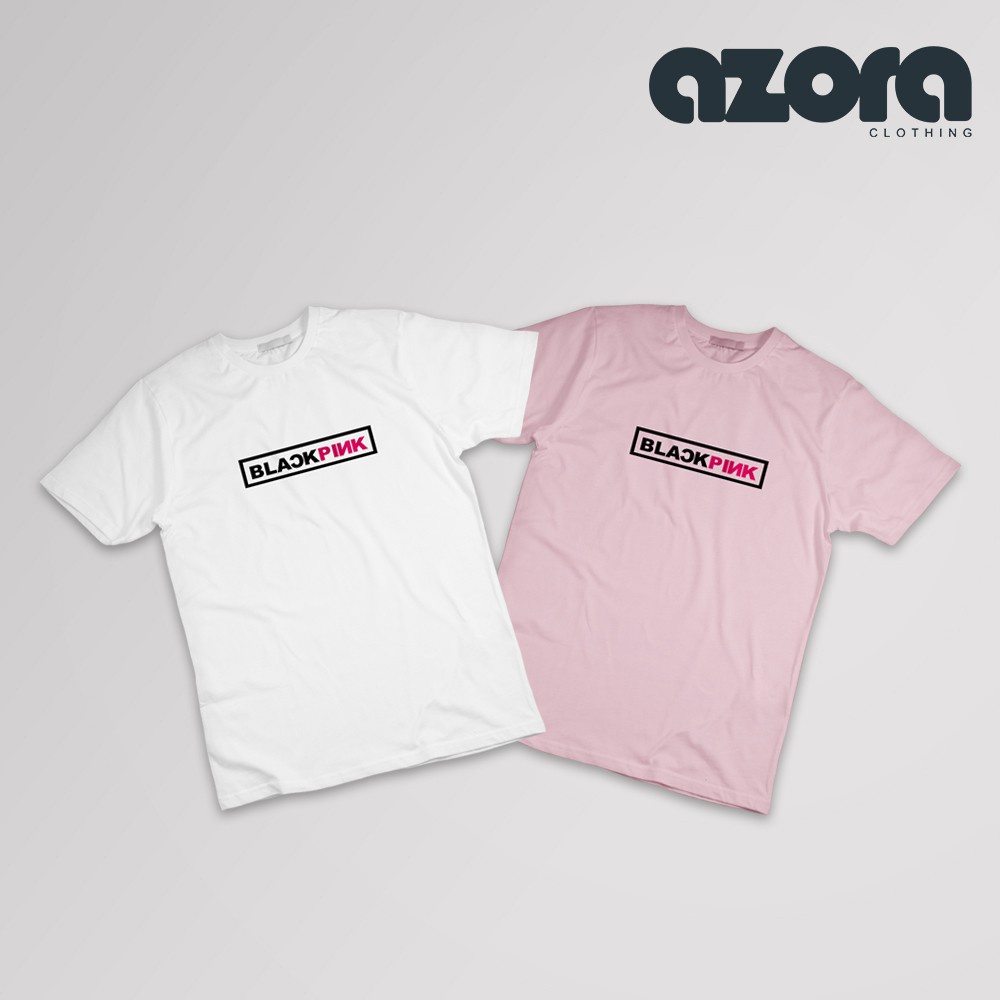 AZORA Black Pink V2 Logo Tees for Men and Women | Shopee Philippines