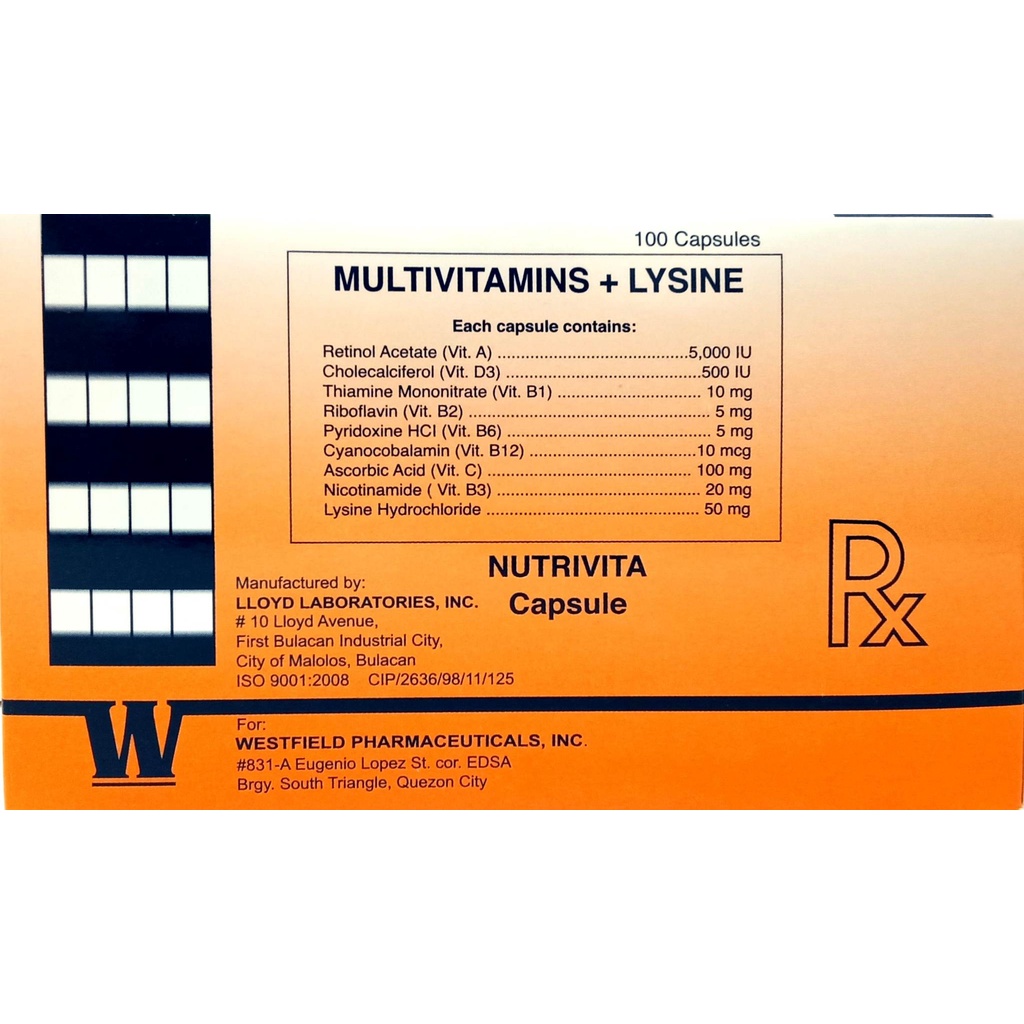 Nutrivita Multivitamins + Lysine 10 Capsules Per Order Shopee Philippines