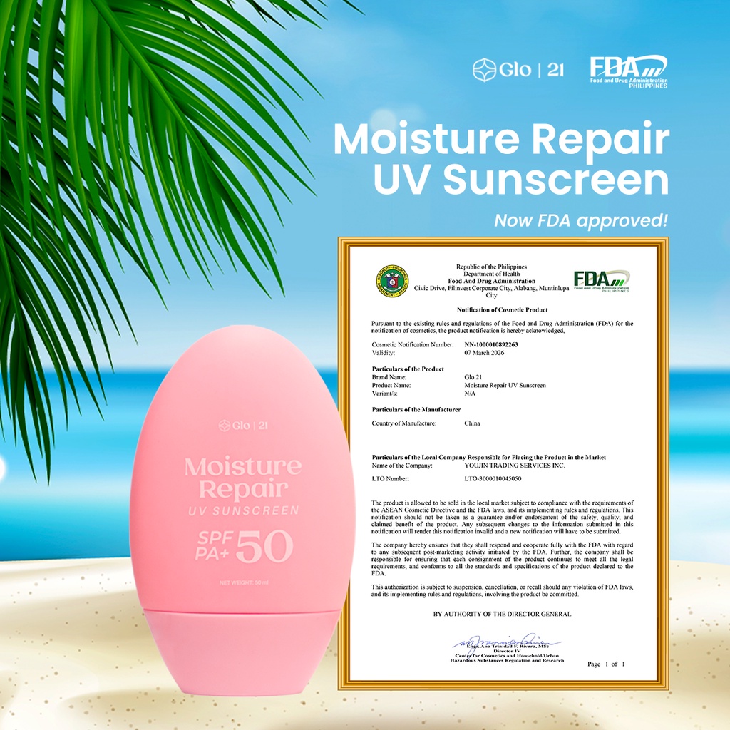 GLO21 Face/Body Whitening Moisture Repair Sunscreen with Longlasting