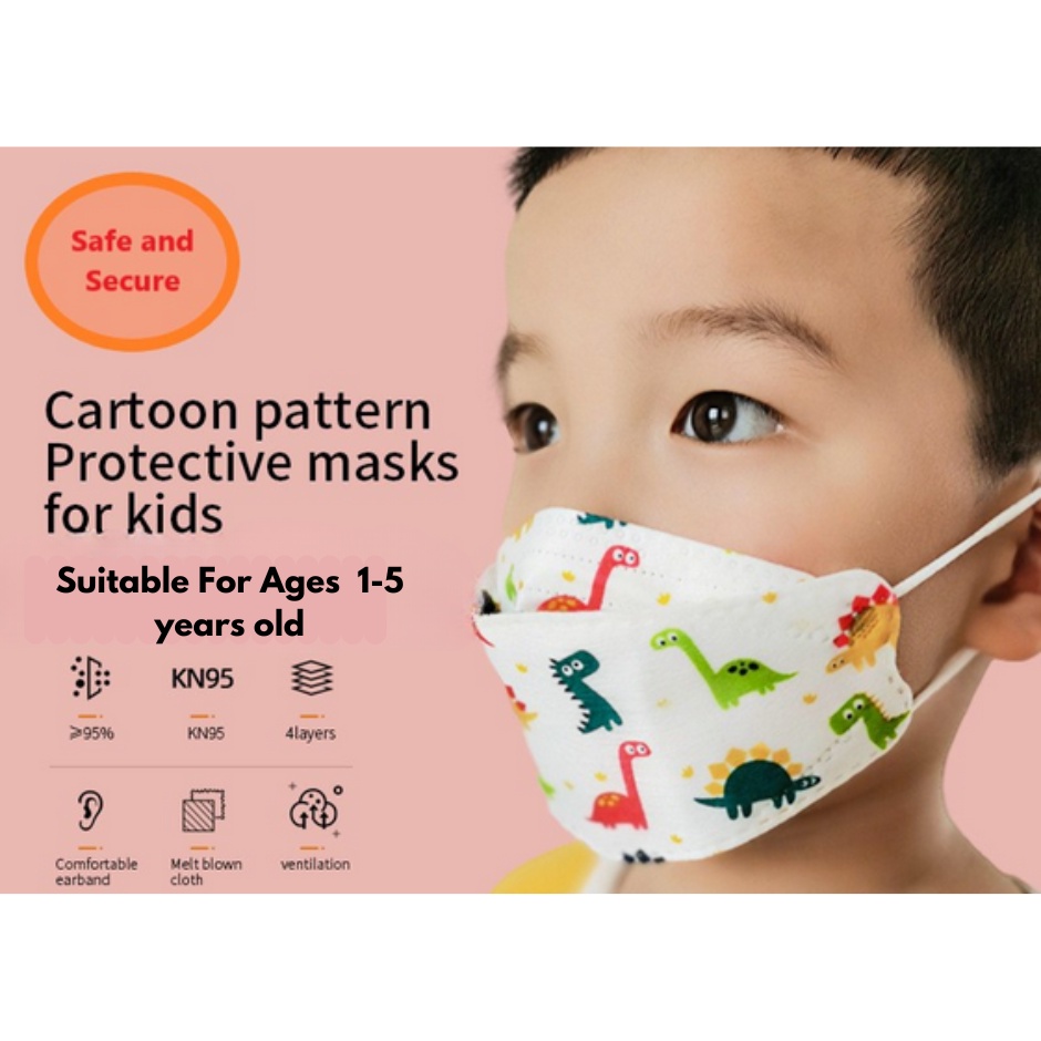 BABA 10PCS KF94 Korea Design Face Mask Kids Facemask 4ply Fish Shape