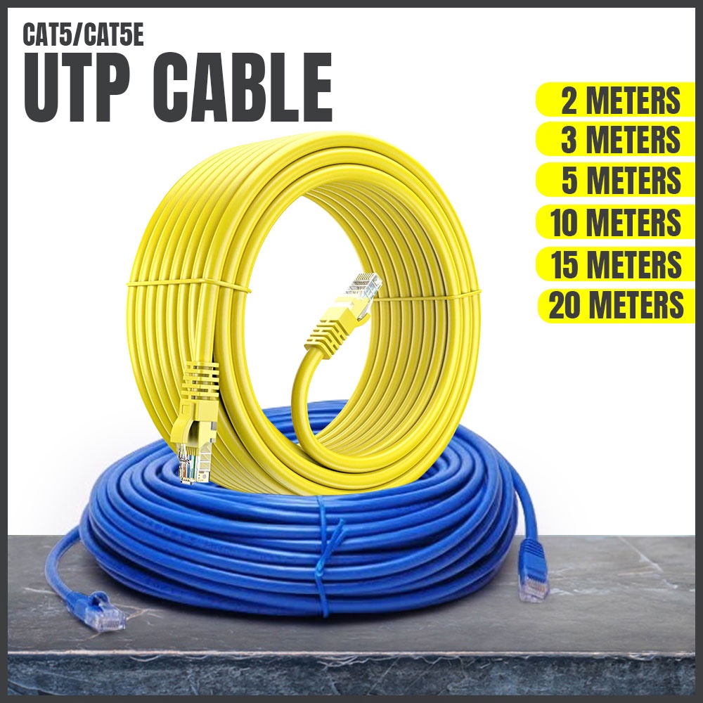 UTP Cable CAT5 CAT5e 2m 3m 5m 10m 15m 20m 4 pairs 24awg Blue and Yellow