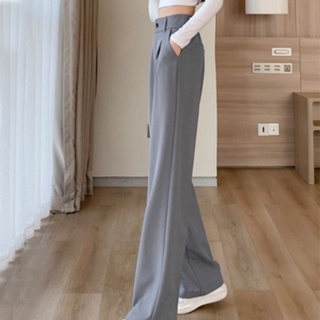 Wide leg pants highwaist trouser for women plain casual pants for