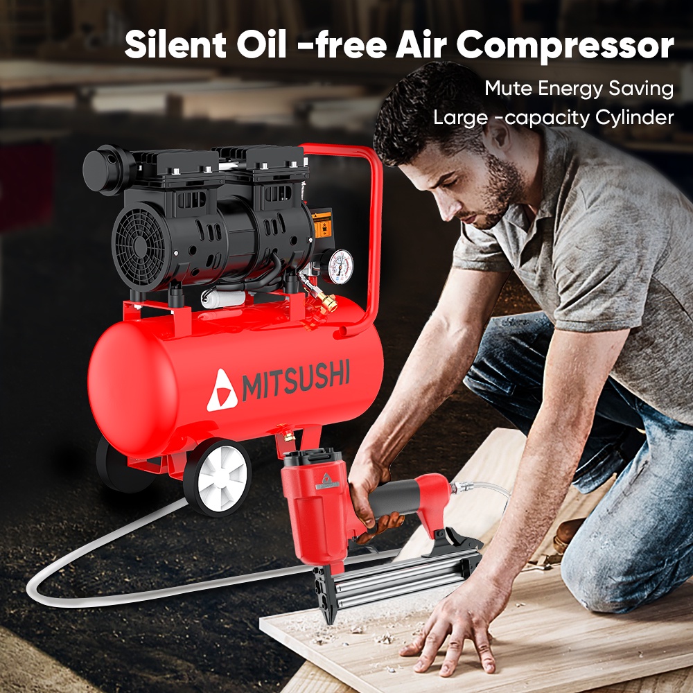 [Free 3pcs kit]Mitsushi Air Nailer Gun Set MQDQF30 1030mm Pneumatic