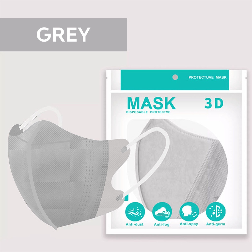 10 PCS 3D ORIGINAL KN95 Grey Disposable Face Mask EXCELLENT QUALITY