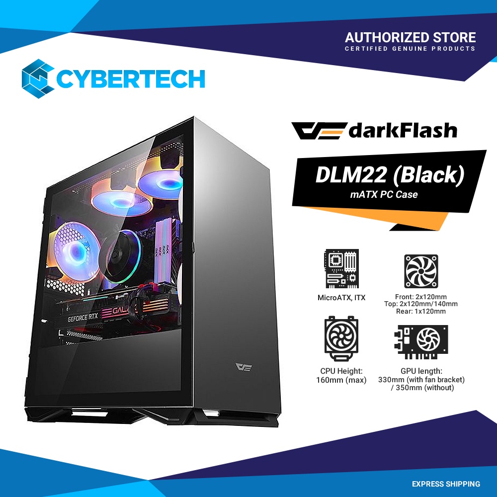 DarkFlash DLM22 Minimalist mATX PC Case With Tempered Glass | Shopee ...