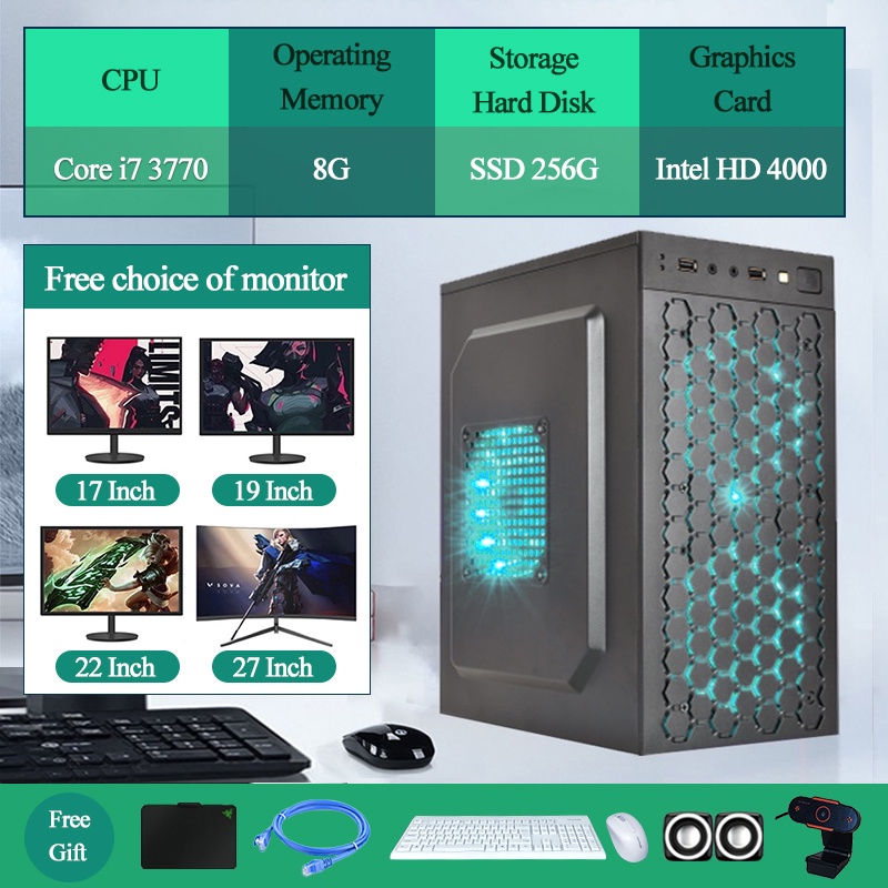 Computer set I7CPU SSD512G RAM16G Desktop Office Gaming PC Computers ...
