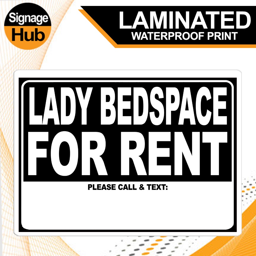 Apartment Rent Bedspace Signs Laminated Or Tarpaulin Signage