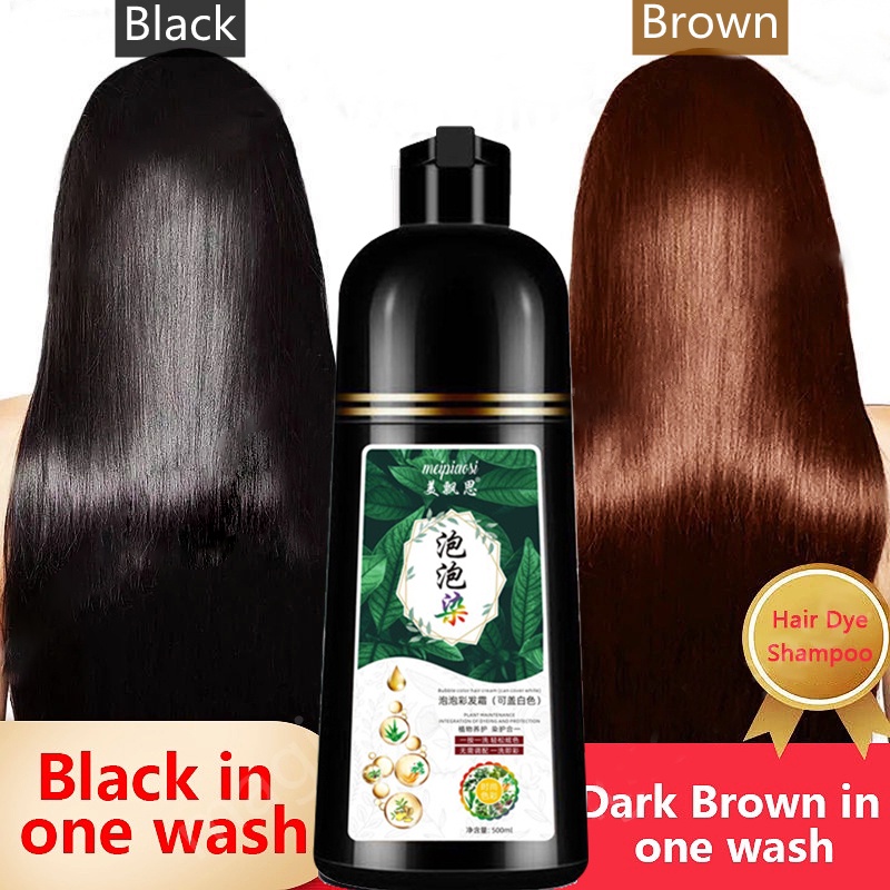 Black Hair Shampoo Herbal Hair Dye SHampoo Permanent Cover White Hair into Black Color In 5