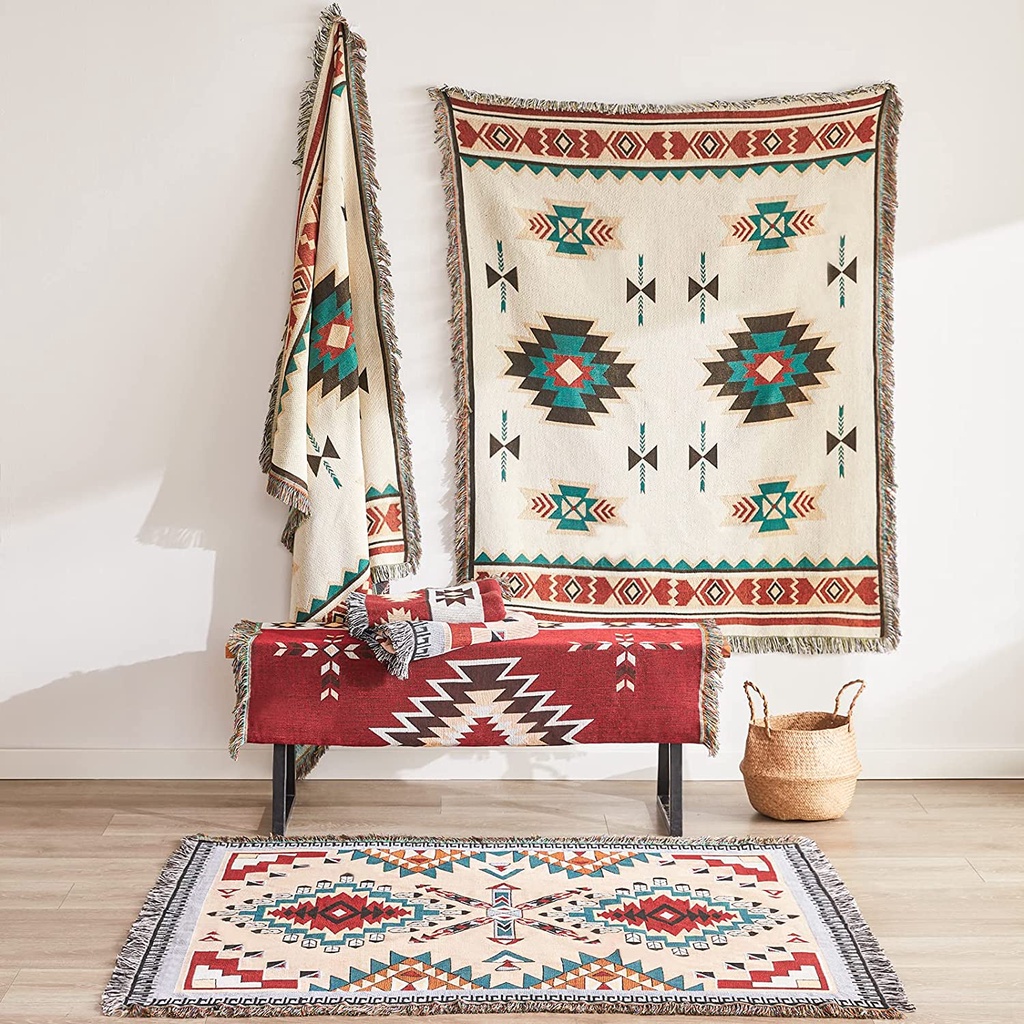 Native American Blanket Boho Throw Blankets for Sofa and Bed Mexican ...