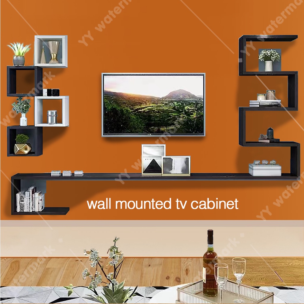 Ready Stock TV Rack COD Wall Shelf Modern Minimalist Wallmounted TV