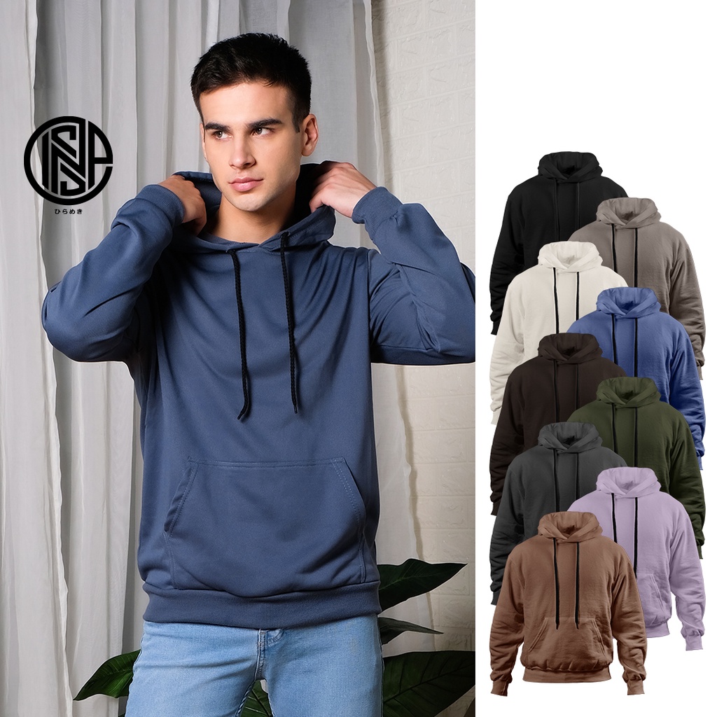 INSPI Plain Hoodie Jacket For Men with Pockets Korean Trendy Tops For ...