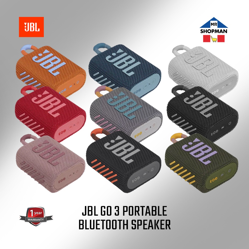 JBL Go 3 Portable Waterproof Bluetooth Speaker Black White Blue Green