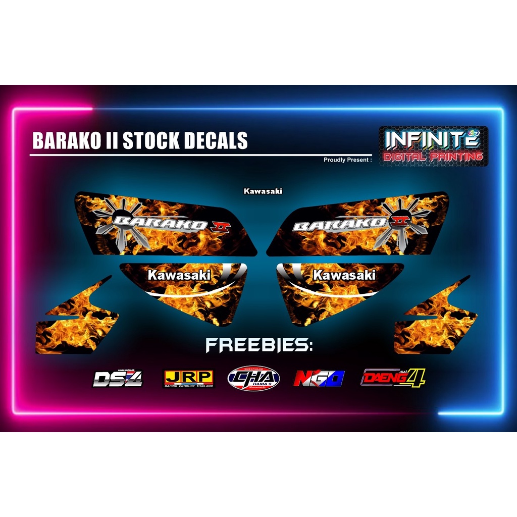 Kawasaki Barako 2 Flame Design Stock Sticker Decals ( with freebies ...
