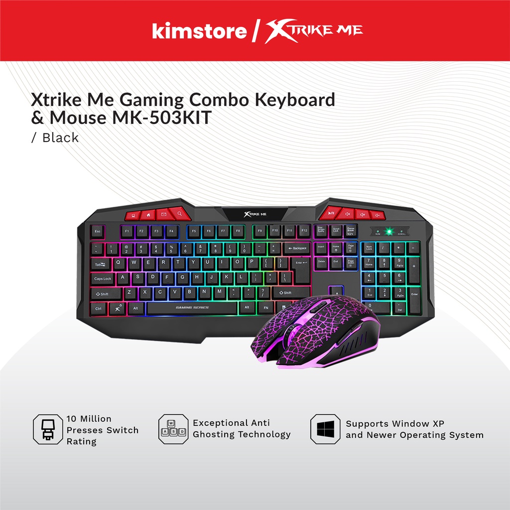 Xtrike Me Gaming Combo Keyboard & Mouse Mk-503kit - Black 