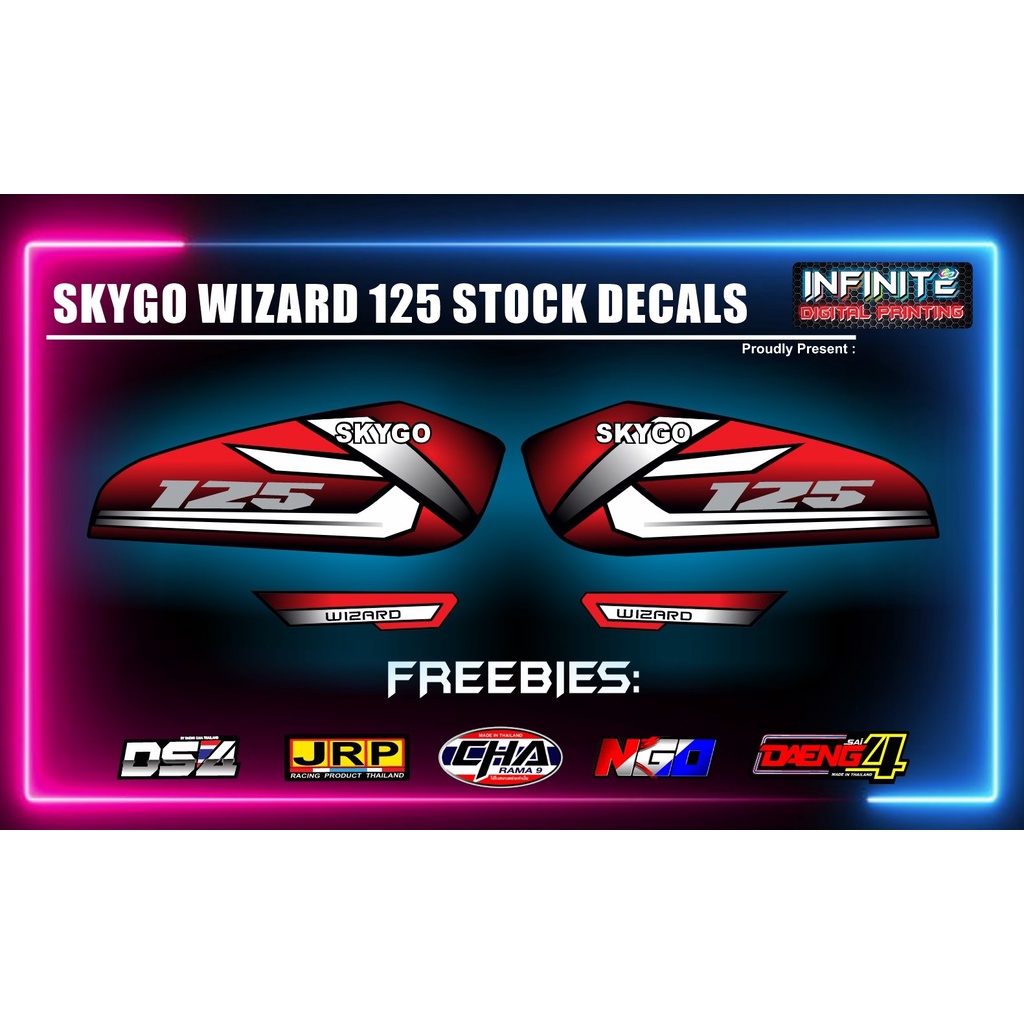 SKYGO WIZARD 125 STOCK DECALS W/ FREEBIES | Shopee Philippines