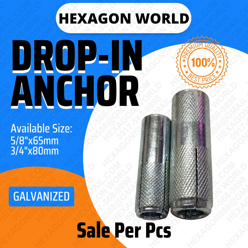 1Pcs Galvanized Iron Grip Anchor Drop in Anchor 5/8