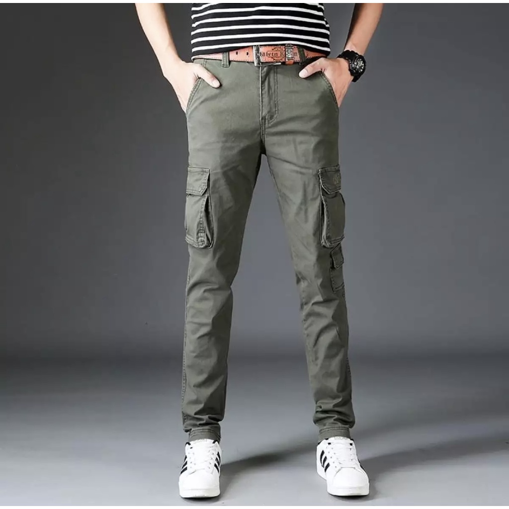 mens fashion straight six pocket loosse casual fashion cargo pants for ...