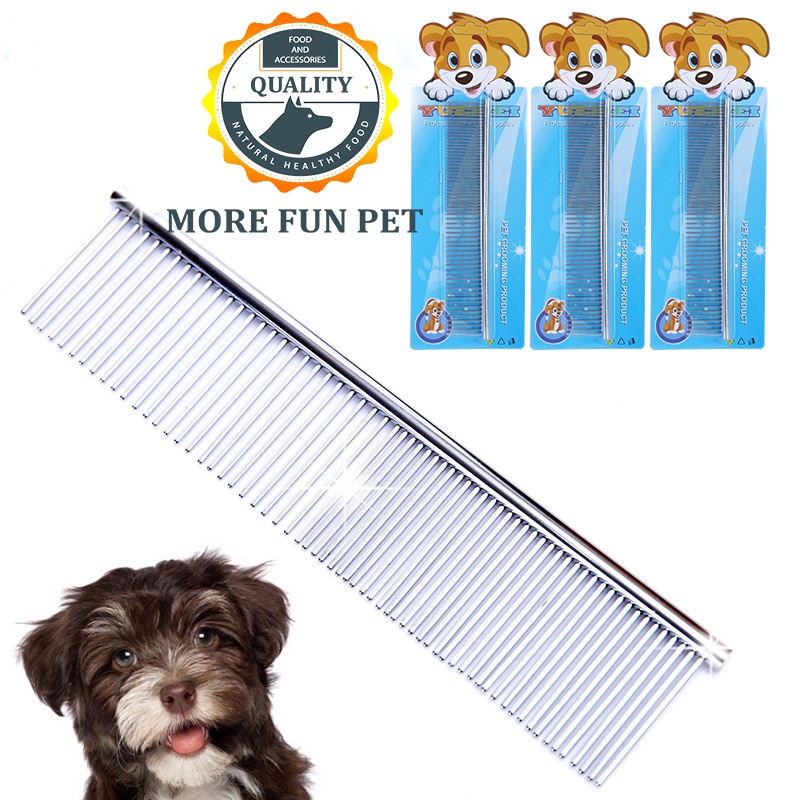 Dog Cat Metal Double Row Teeth Brush Grooming Hair Comb Fur Rake Tool