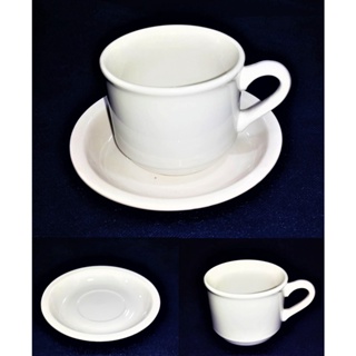 White 6 Oz  180 Ml Cappuccino Cup & Saucer - Wilmax Porcelain