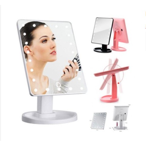 360 Rotation Large LED Mirror (Pink) | Shopee Philippines