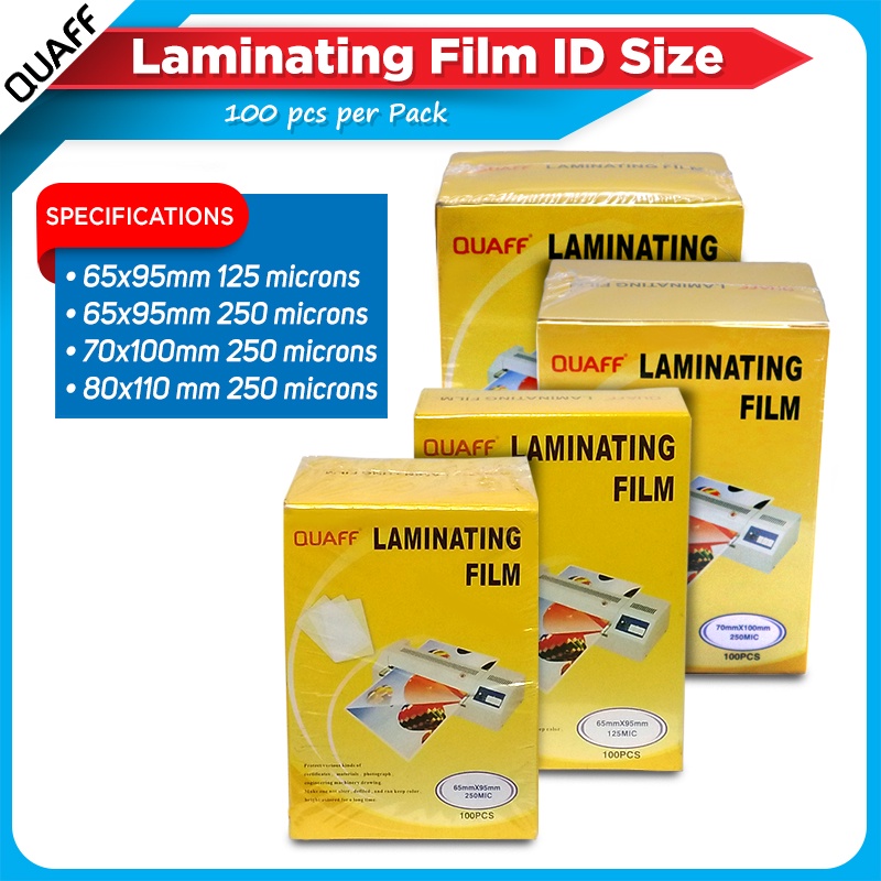 QUAFF Laminating Film ID size 125Microns 250 Microns (100pcs per pack) Shopee Philippines