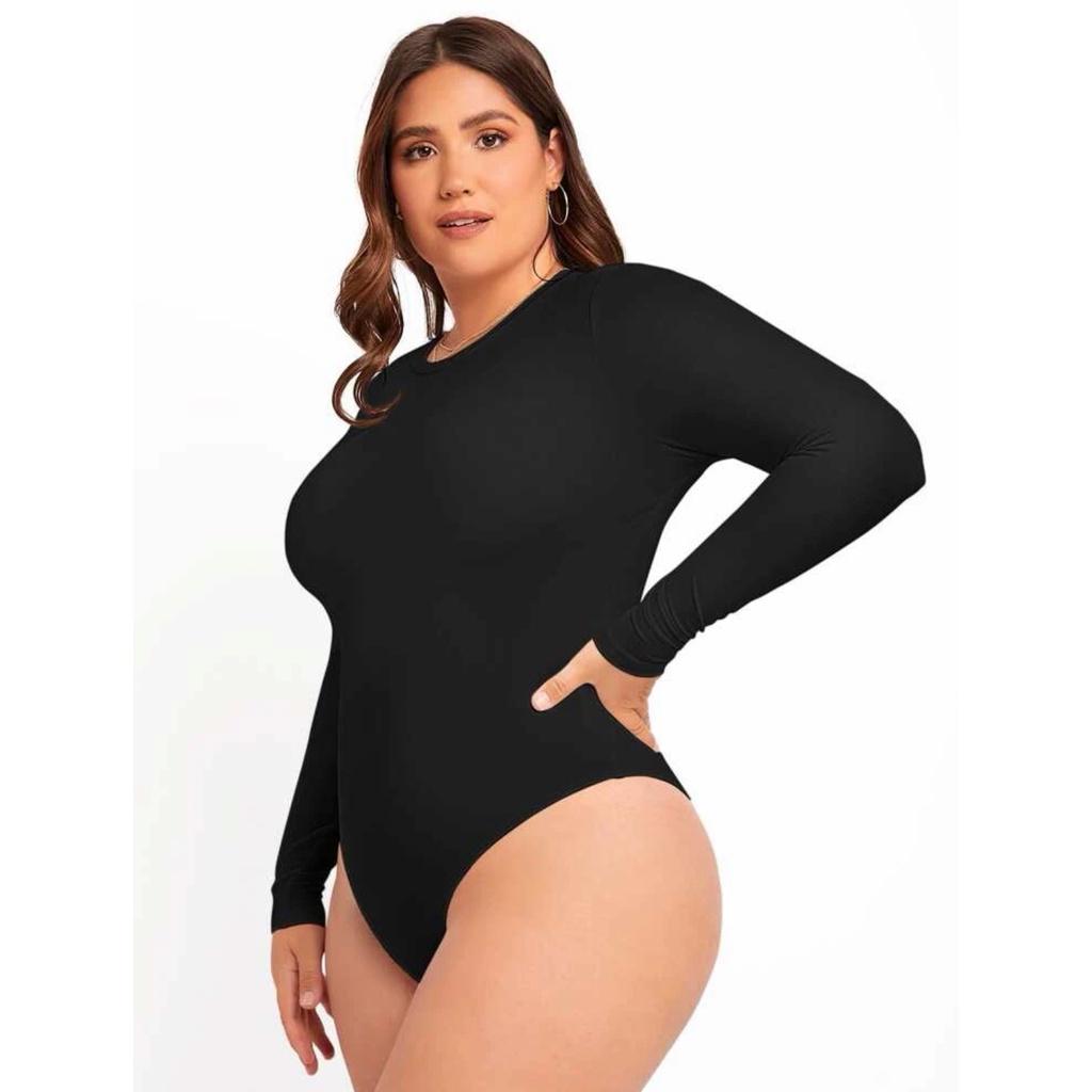 Angelcity Plus Size Bodysuit For Women Long Sleeve Open In Back Oversized