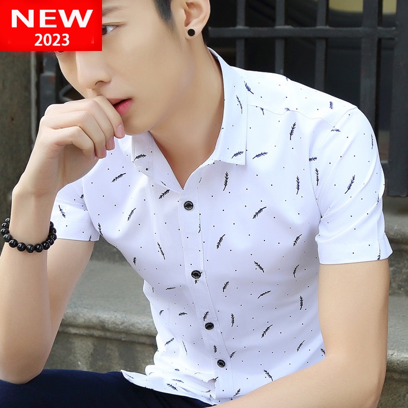 Polo Shirt For Man Fashion Korean Formal Short Sleeves White Cotton ...