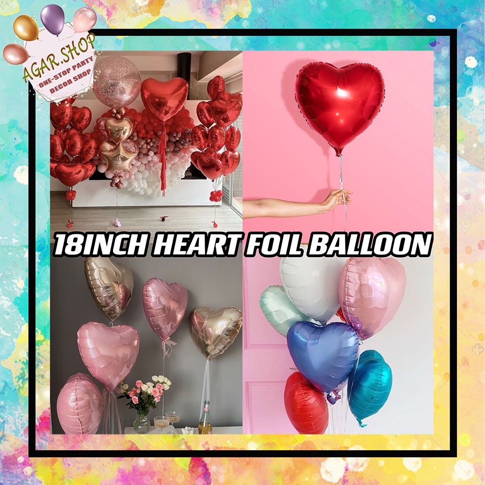 Agar.Shop 18inch Metallic Heart Foil Balloon Heart Love Birthday ...