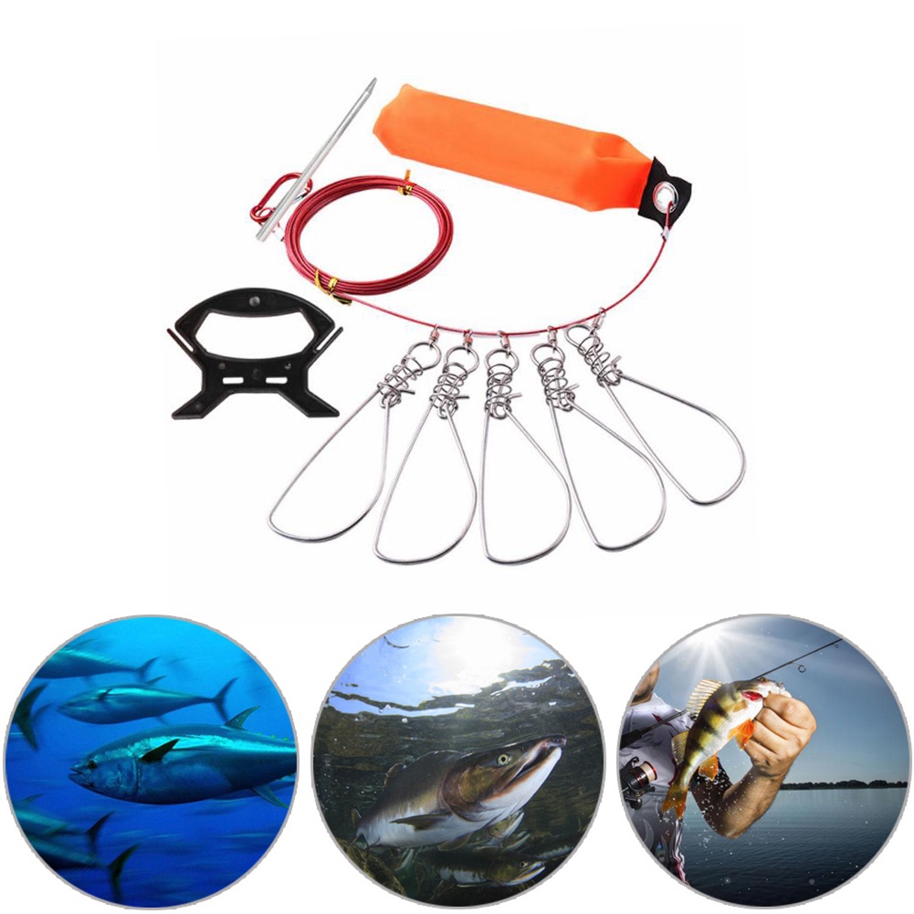 Fish Lock Buckle Lock Wire Rope 5 Snap Fish stringer Fishing Tackle ...