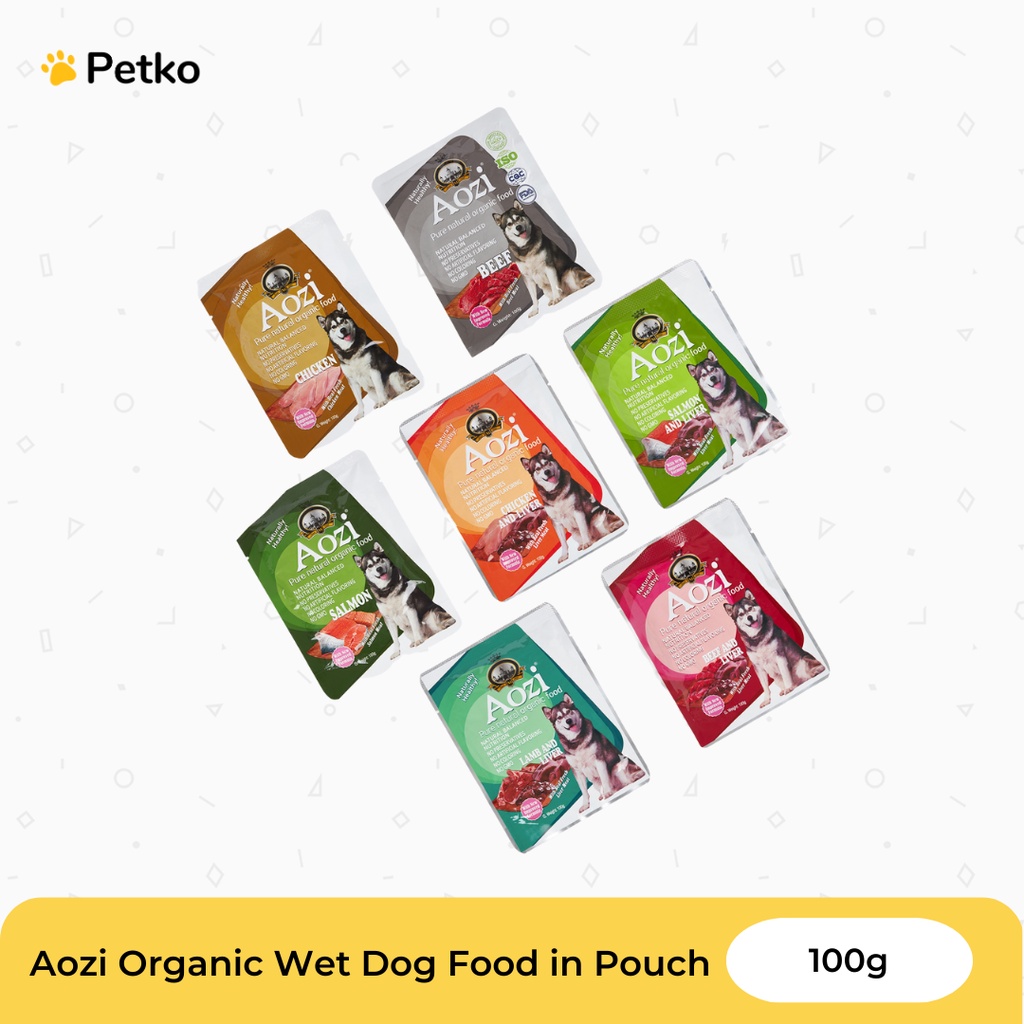 Aozi Adult Healthy Pure Organic Wet Dog Food in Pouch 100g Shopee