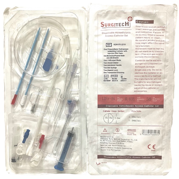 Surgitech Double Lumen IJ Catheter Hemodialysis Catheterization Set Fr ...