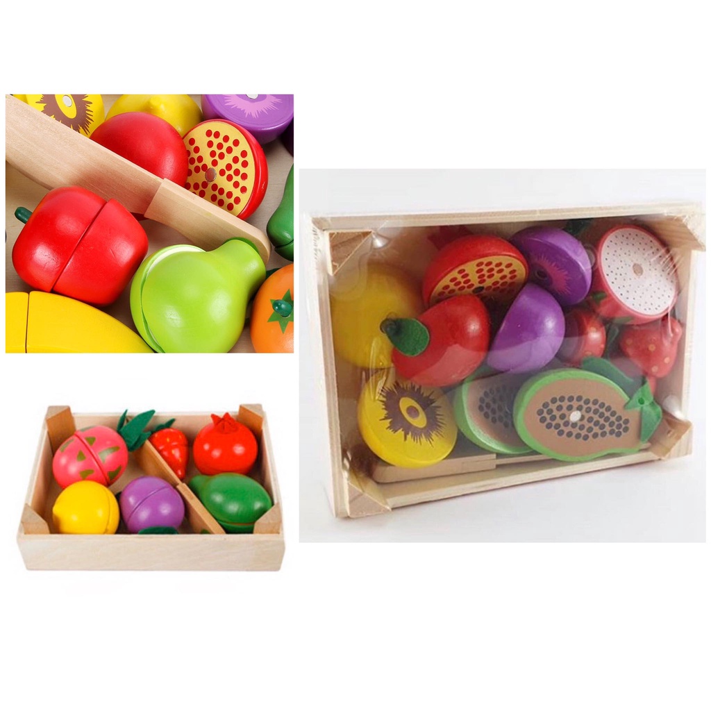 Wooden Magnetic Fruit Cutting Set for Kids Educational Toy | Shopee ...