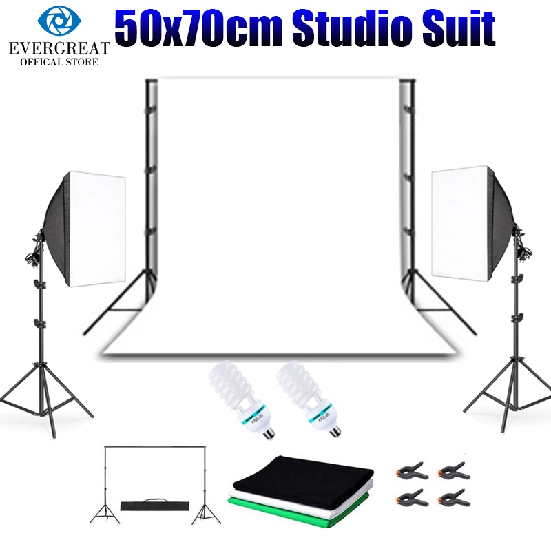 Studio】50x70cm Softbox,200cm Stand,135W Bulb, 210cm Light Stand