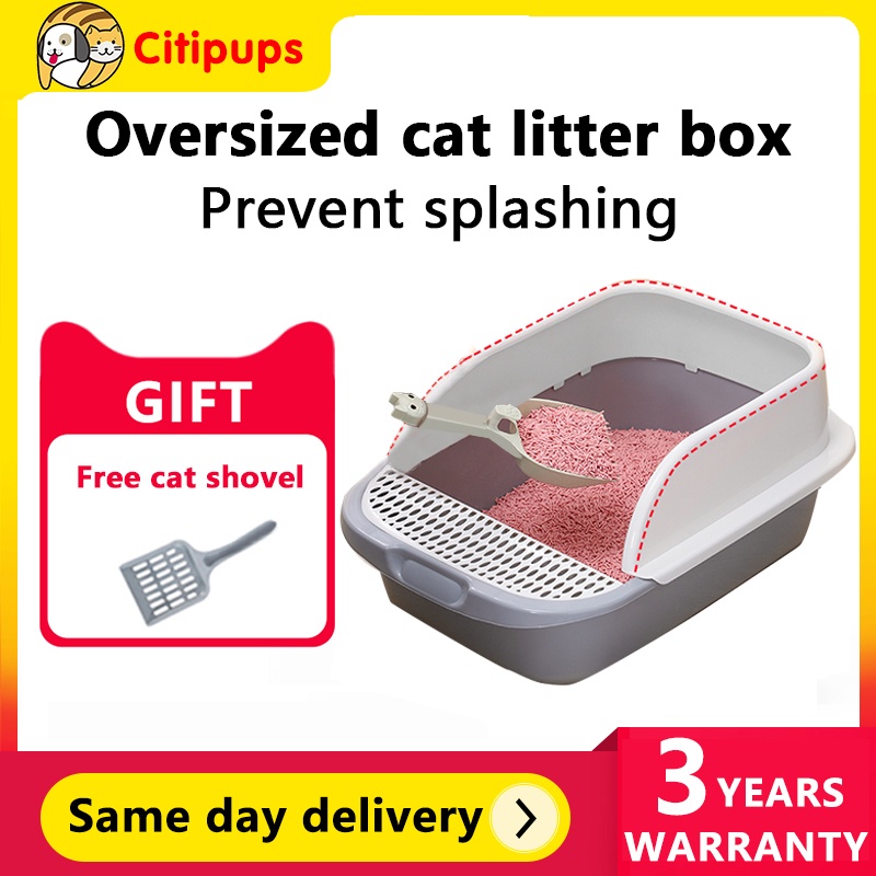 Pet litter box semienclosed open litter tray deodorised leakproof cat