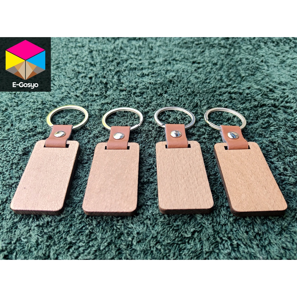 25 pcs Wooden Leather Keychain - Pain no engrave | Shopee Philippines