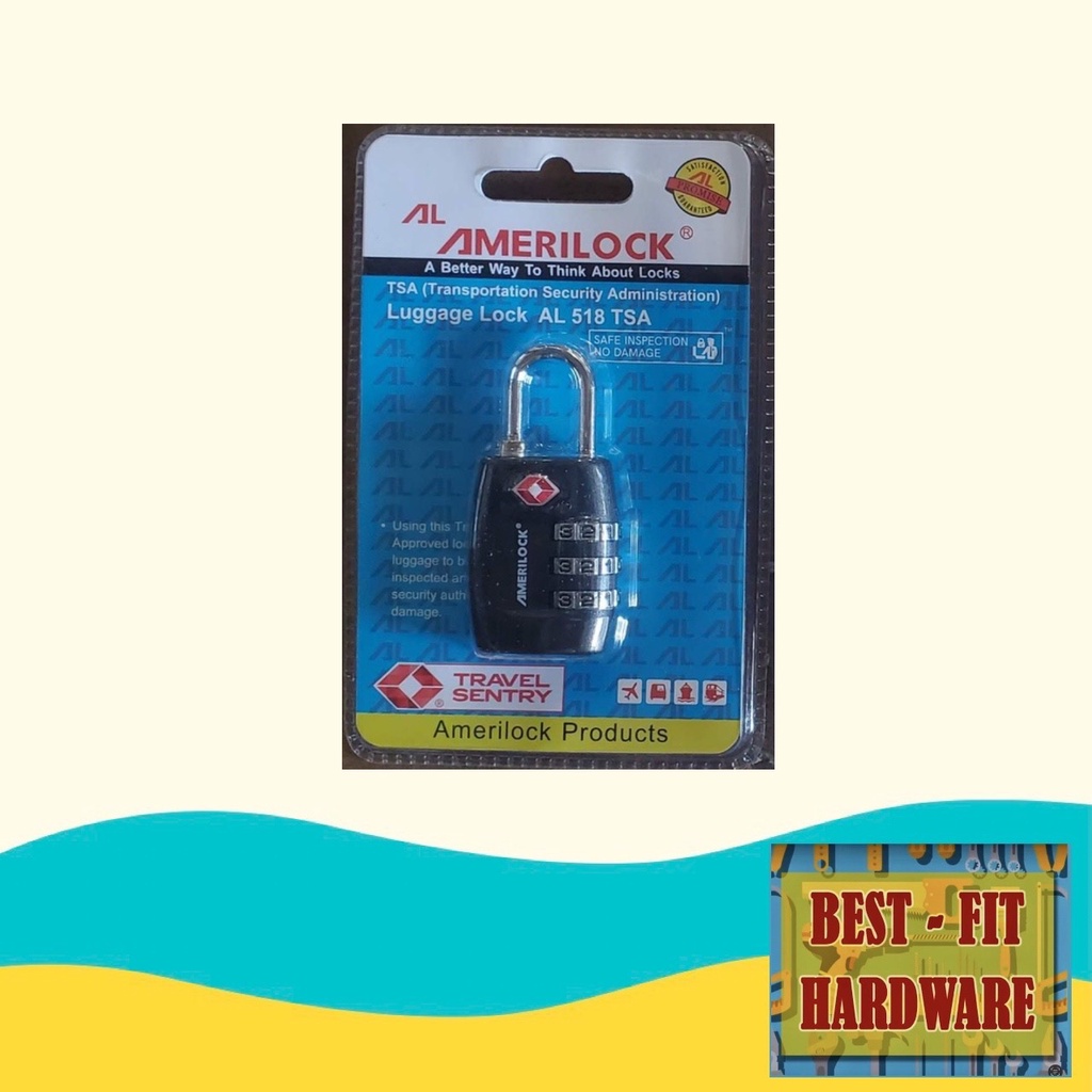 AMERILOCK PAD LOCK AIRPORT APPROVED Combination Luggage Padlock TSA