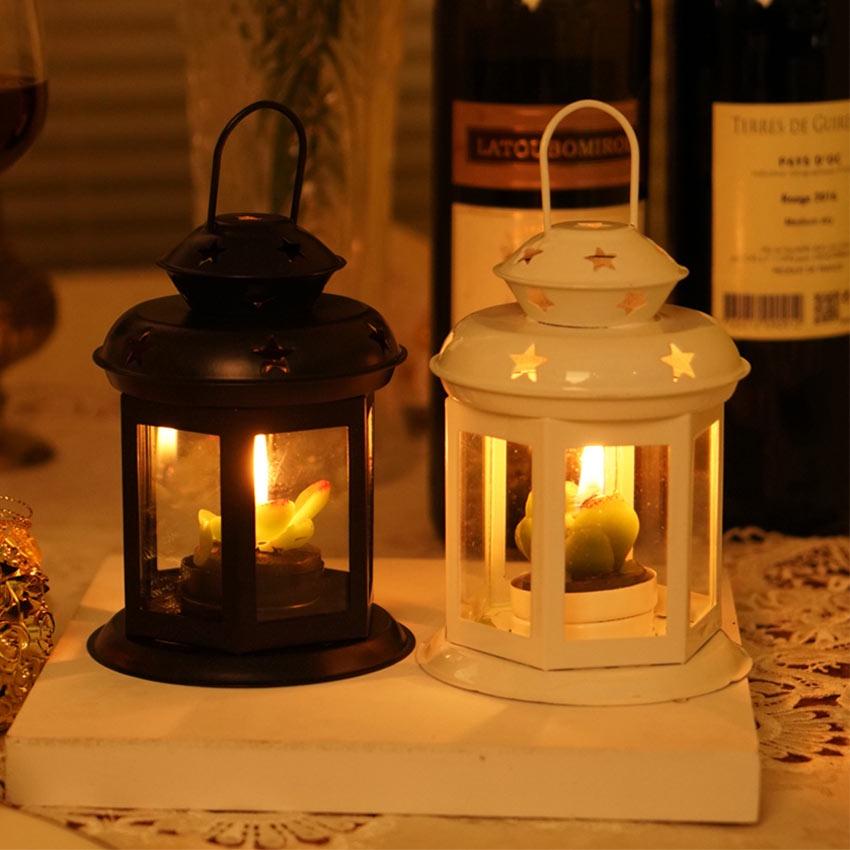 European Iron Star Pendant Lantern Candle Light Holder Candlestick
