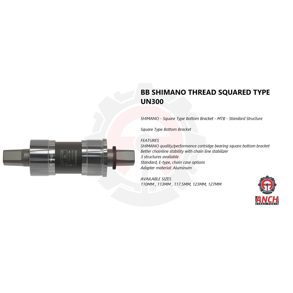 Bottom Bracket Shimano UN300 110mm 113mm 117mm 122mm MTB ROAD BB - Main Image