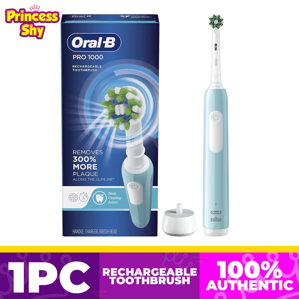 Oral-B Pro 1000 Power Rechargeable Electric Toothbrush With 3 Oral-B ...