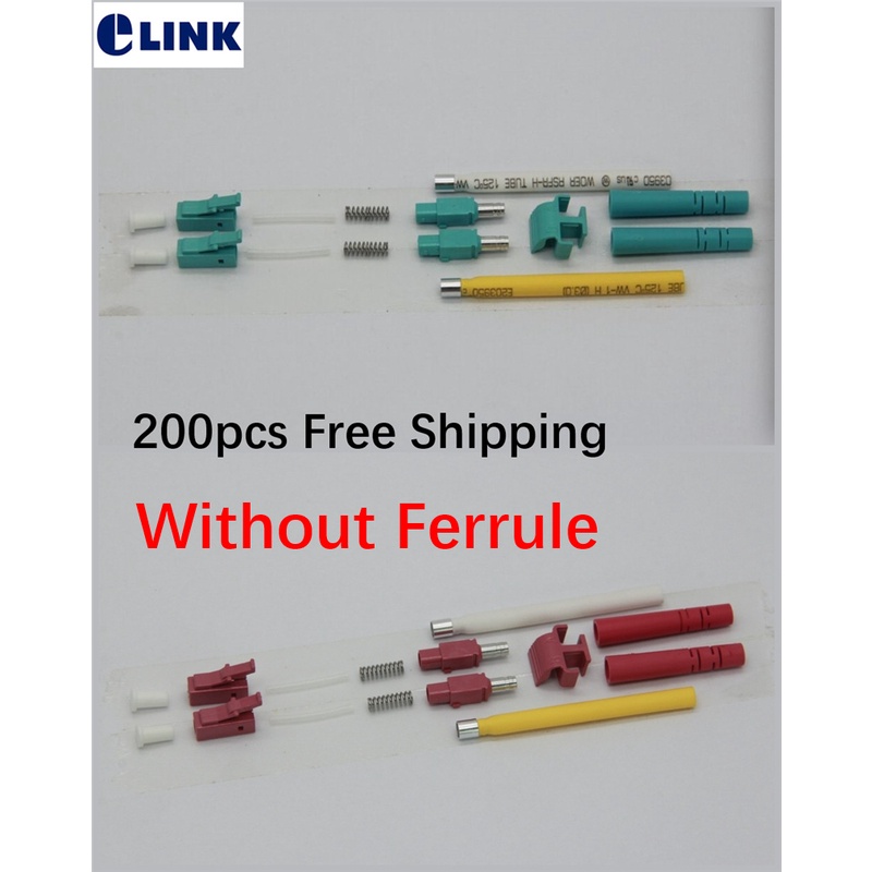 200pcs LC duplex connector kits OM3 OM4 SM MM APC without ferrule aqua ...