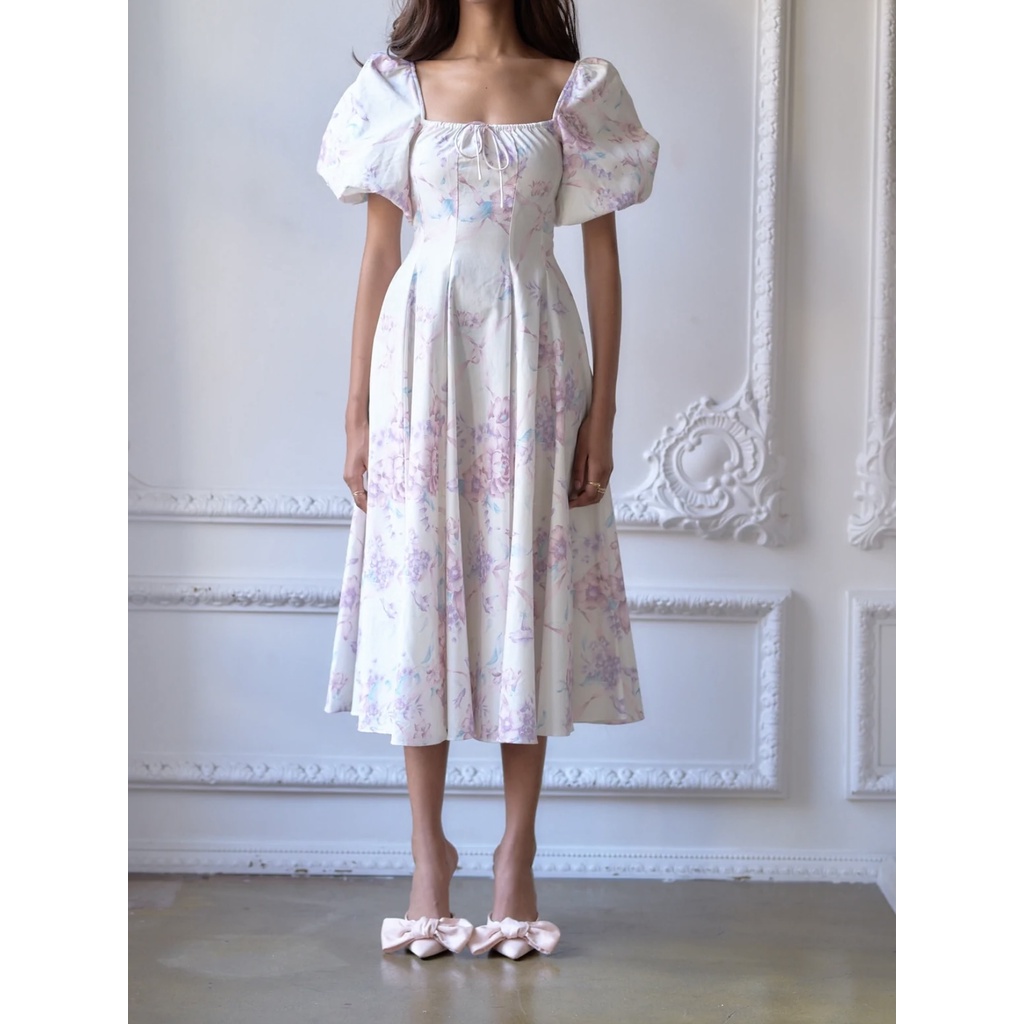 Miss M Elastic Sleeve Ribbon Front Fun Print Dress A3025 Shopee