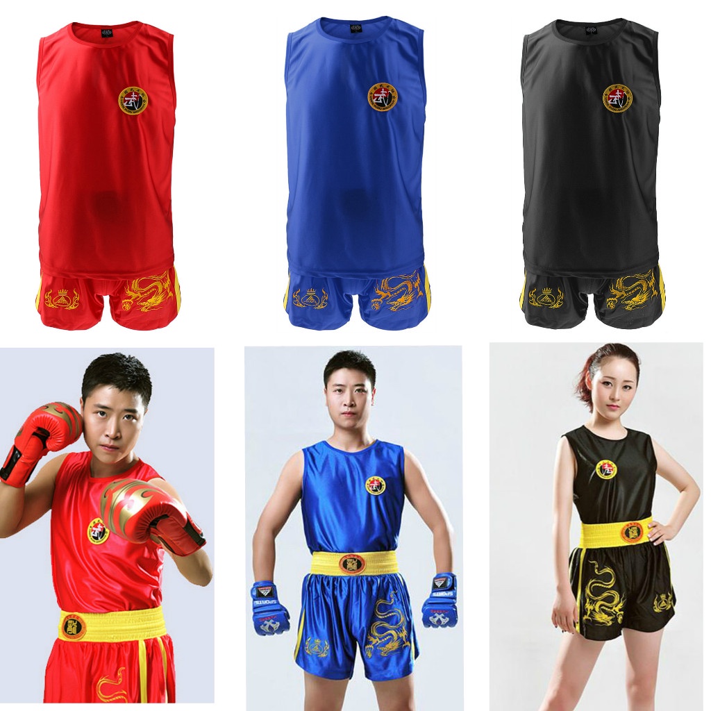 Chinese MMA Tanks Shorts Uniform Grappling Kick Boxing Muay Thai Gym ...