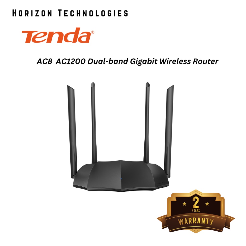 TENDA | AC8 AC1200 Dual-band Gigabit Wireless Router | Shopee Philippines