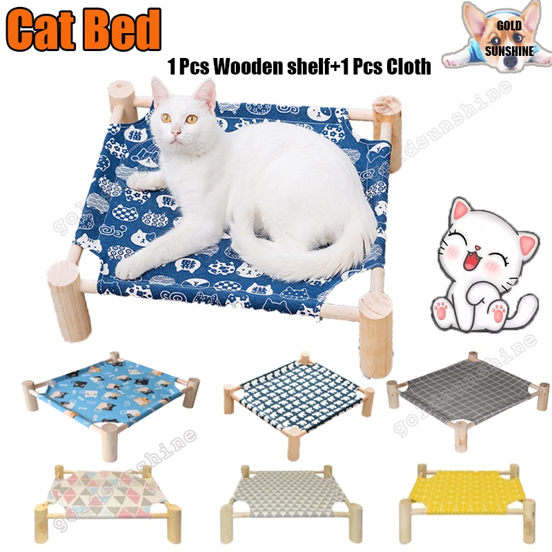 Pet Hammock Cat Solid Wood Bed for Cat Dog Portable Cat Bed Washable Dog Mat Sleeping Bed Shopee Philippines