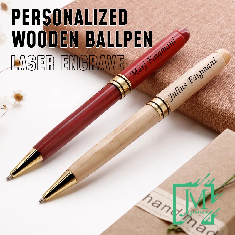 Personalized Laser Engraved Rotating Wood Pen Free Name Engrave ...