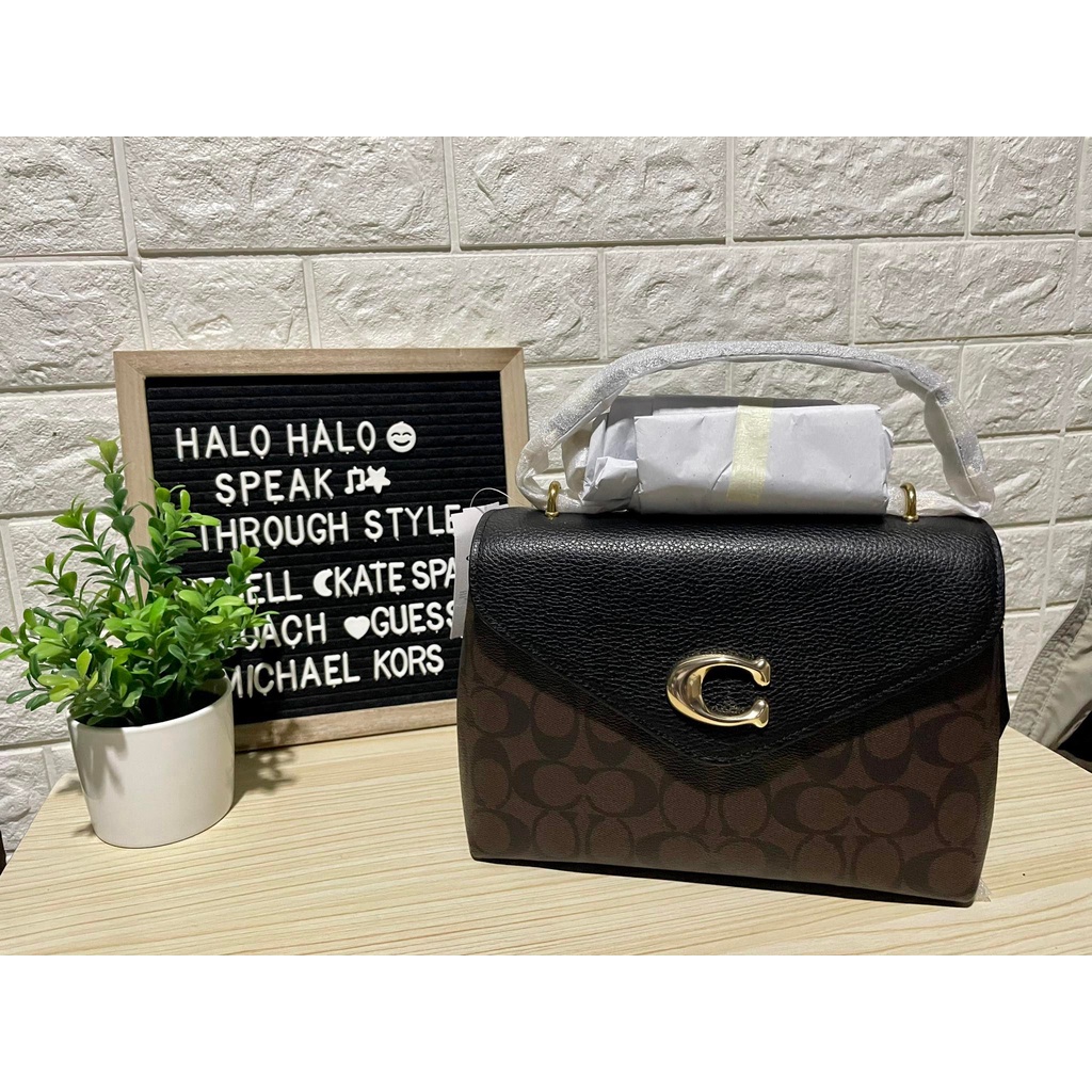 COACH Tammie Shoulder Bag In Signature Canvas Brown/Black Shopee