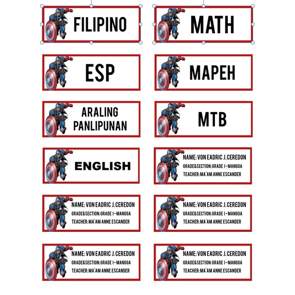 STICKER NAME PLATE AND SUBJECT PLATE GLOSSY (CUSTOMIZED) FOR NOTEBOOKS