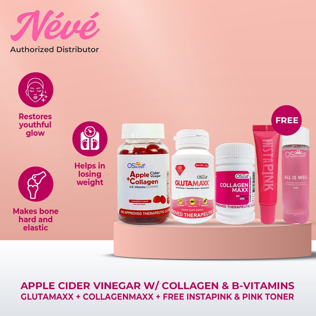Oswell Apple Cider Vinegar+B Vitamins Gummies & GlutaMaxx Chewable
