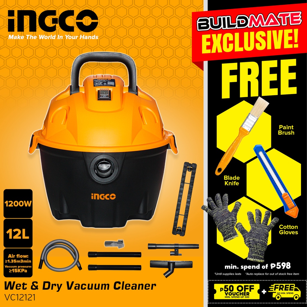 INGCO 1200W Wet & Dry Vacuum Cleaner 12L Capacity Household Cleaning