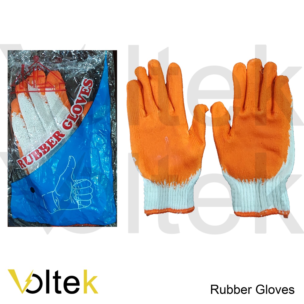 Rubber Gloves orange rubber coated palm thick cotton string good quality  makapal